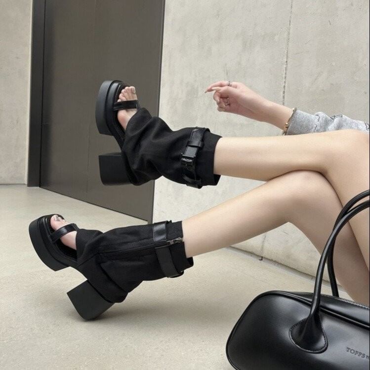 Heel Warmers Buckled Chunky + Set: Slingback Sandals Leg Platform