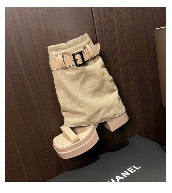 Heel Warmers Buckled Chunky + Set: Slingback Sandals Leg Platform