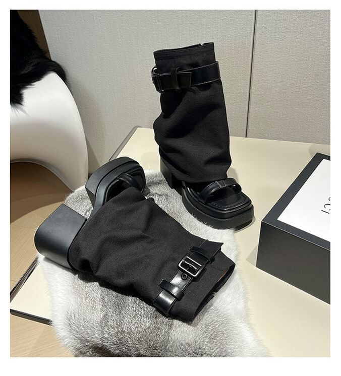 Heel Warmers Buckled Chunky + Set: Slingback Sandals Leg Platform