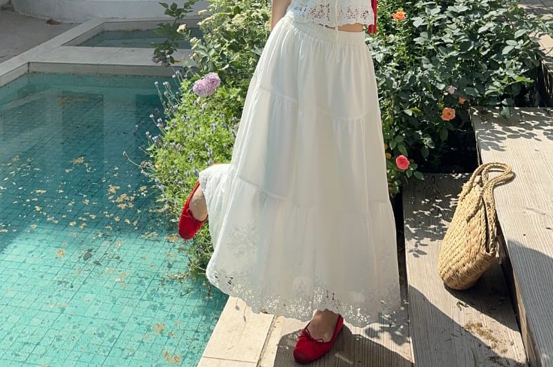 Off-Shoulder Ruffle Top & Maxi Skirt Set