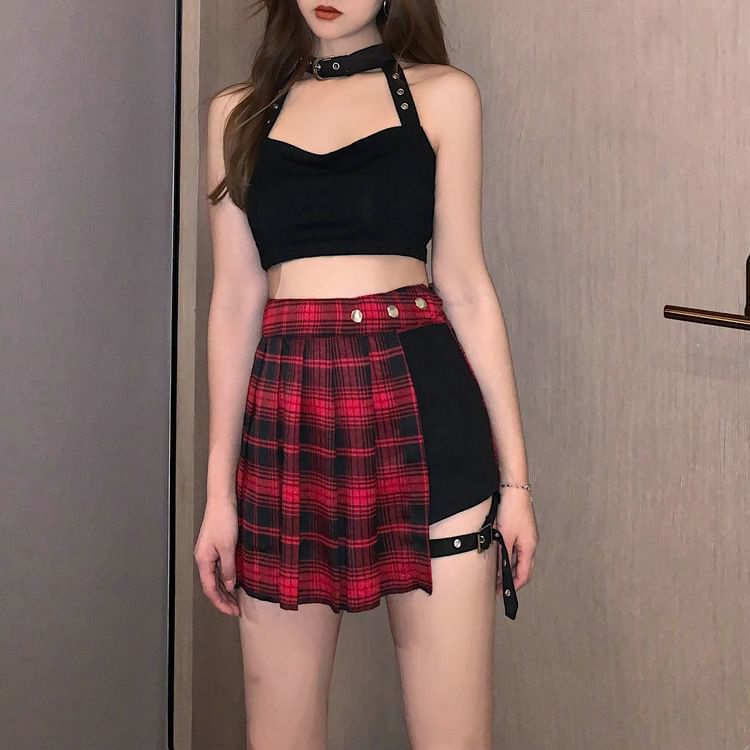 Pleated High-Waisted Mini Skirt