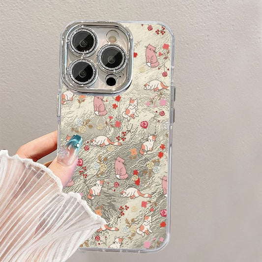 Animal Print Phone Case / Faux Pearl Phone Strap / Set