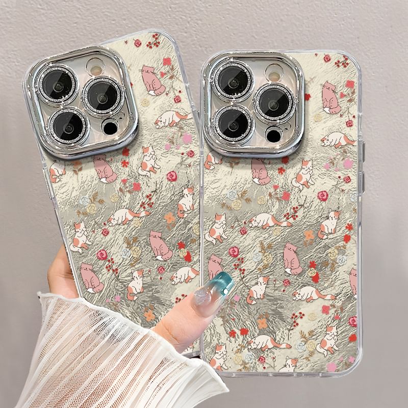 Animal Print Phone Case / Faux Pearl Phone Strap / Set