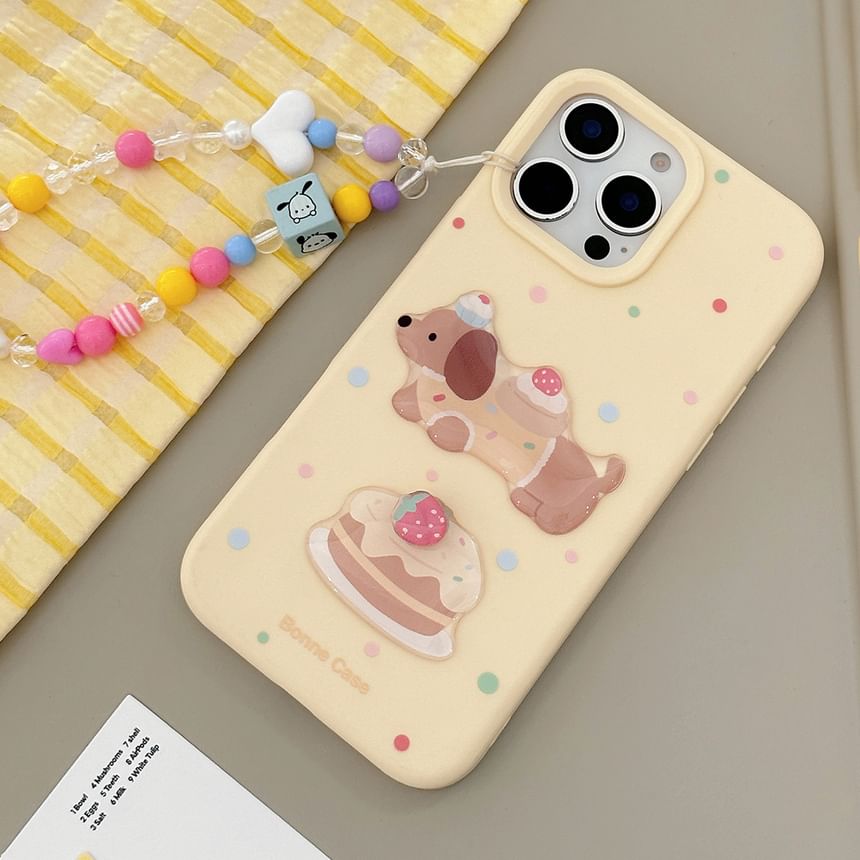/ Case Bead Set Phone Dog Strap Print