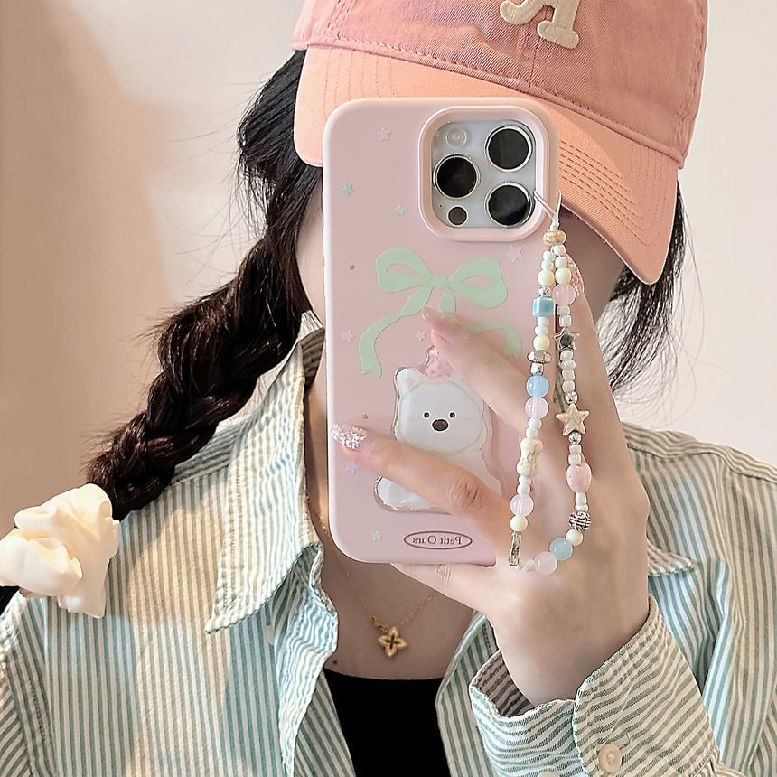 / Print Case Strap Phone Set Dog Bead