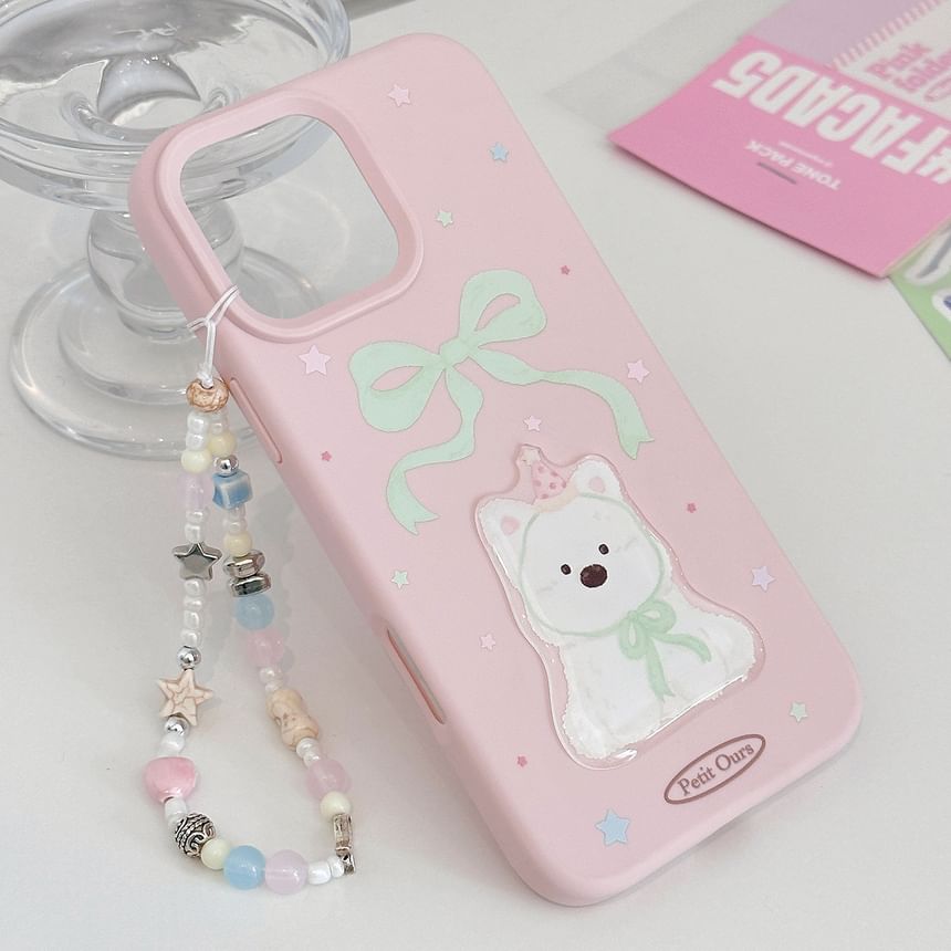 / Print Case Strap Phone Set Dog Bead