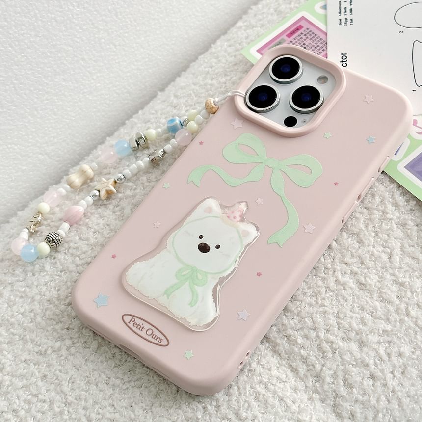 / Print Case Strap Phone Set Dog Bead