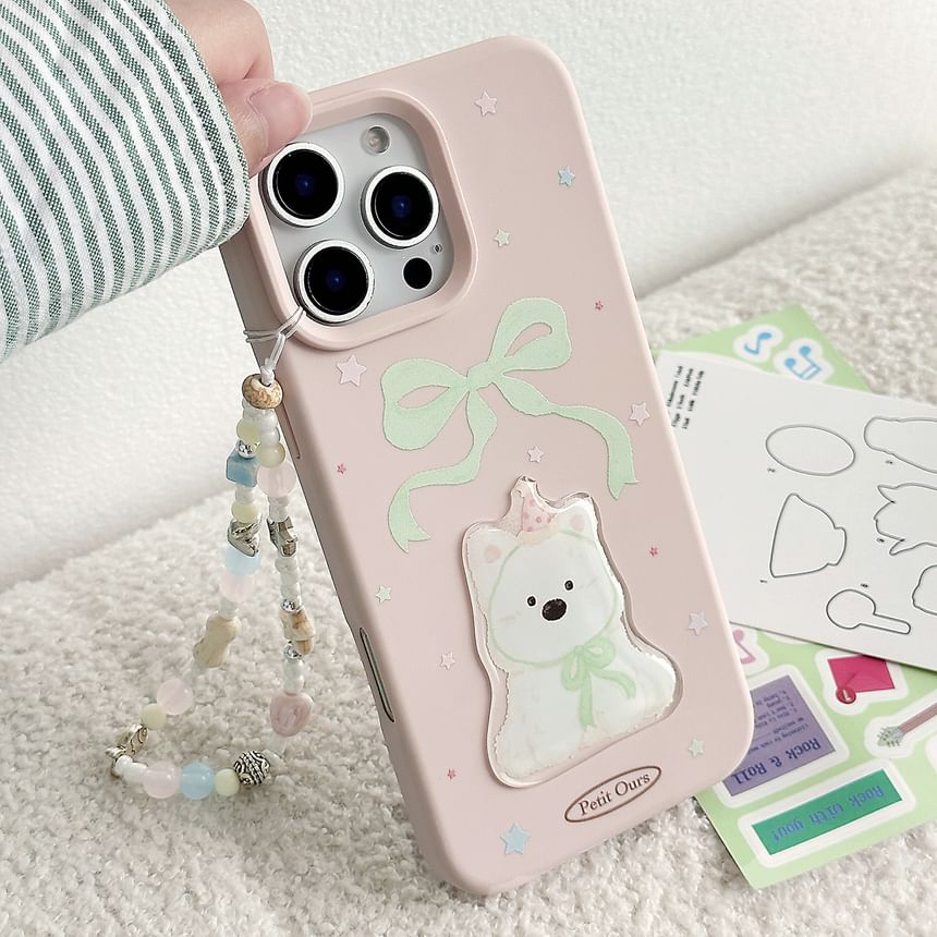 / Print Case Strap Phone Set Dog Bead