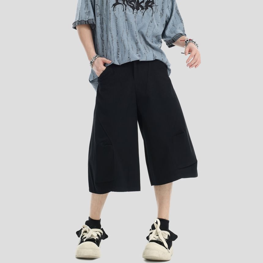 Couple Matching Mid Rise Washed Wide Leg Jorts