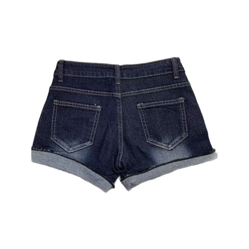 Low Rise Washed Frayed Denim Hot Pants