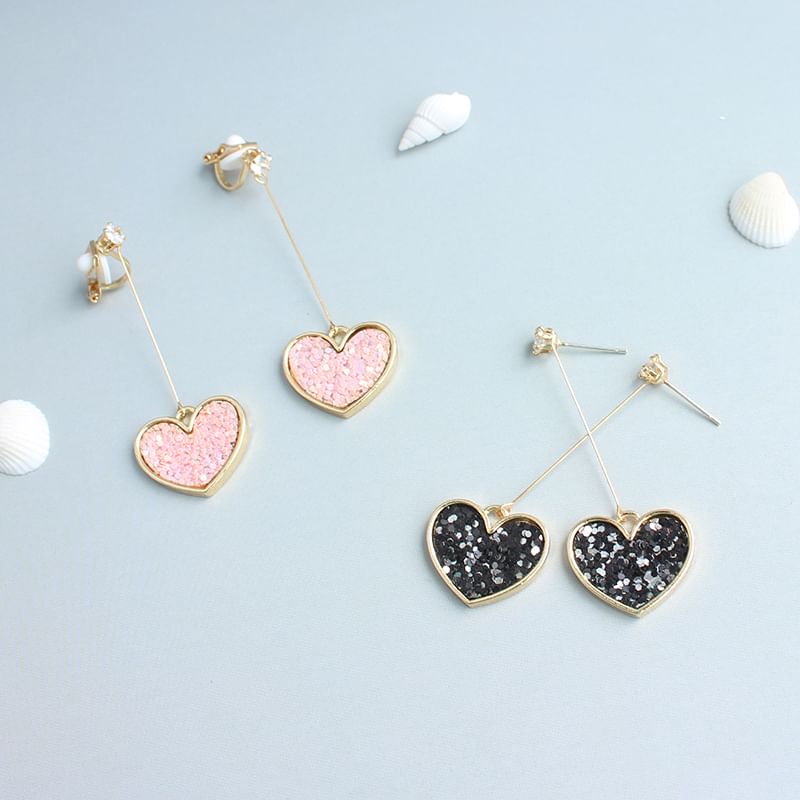 Rhinestone Drop Heart Earring