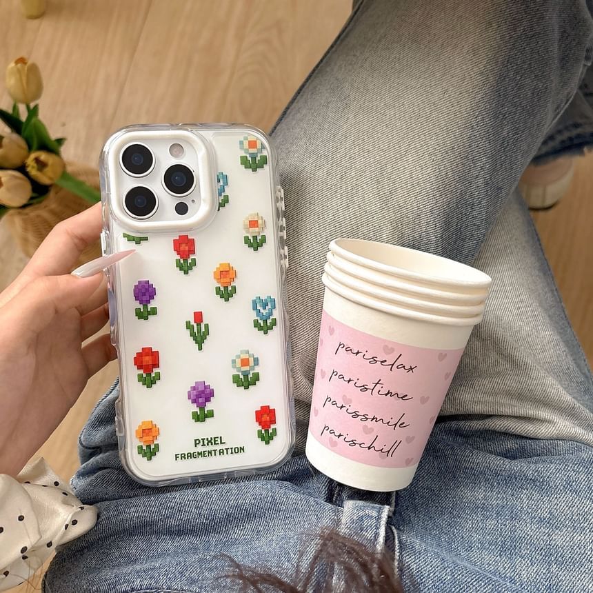 Pixelated Flower Phone Case