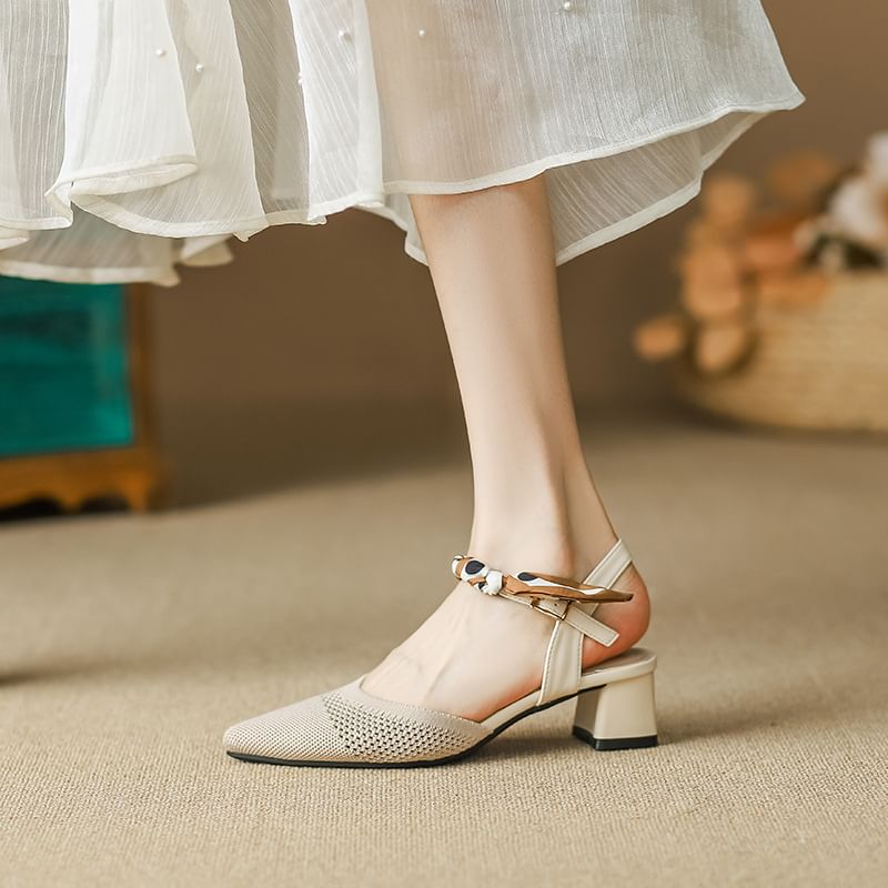 Chunky Heel Sandals Pointed