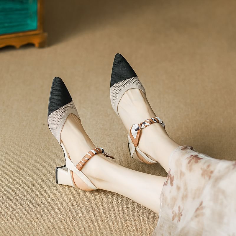 Chunky Heel Sandals Pointed