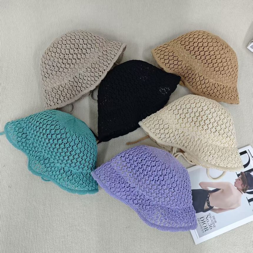 Hat Knit Plain Cloche