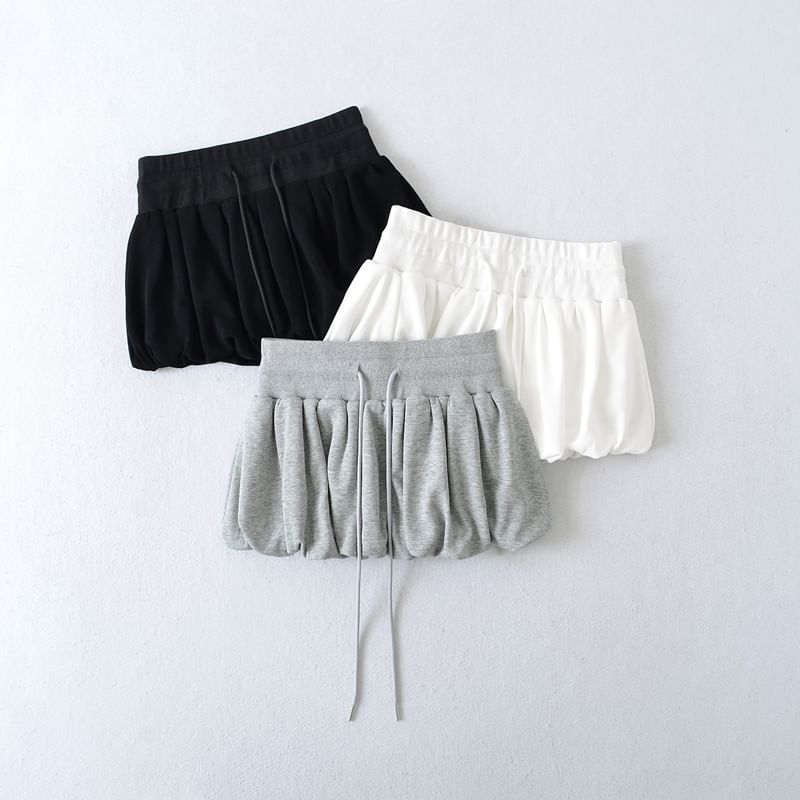 Tie-Waist Puffy Mini Skirt