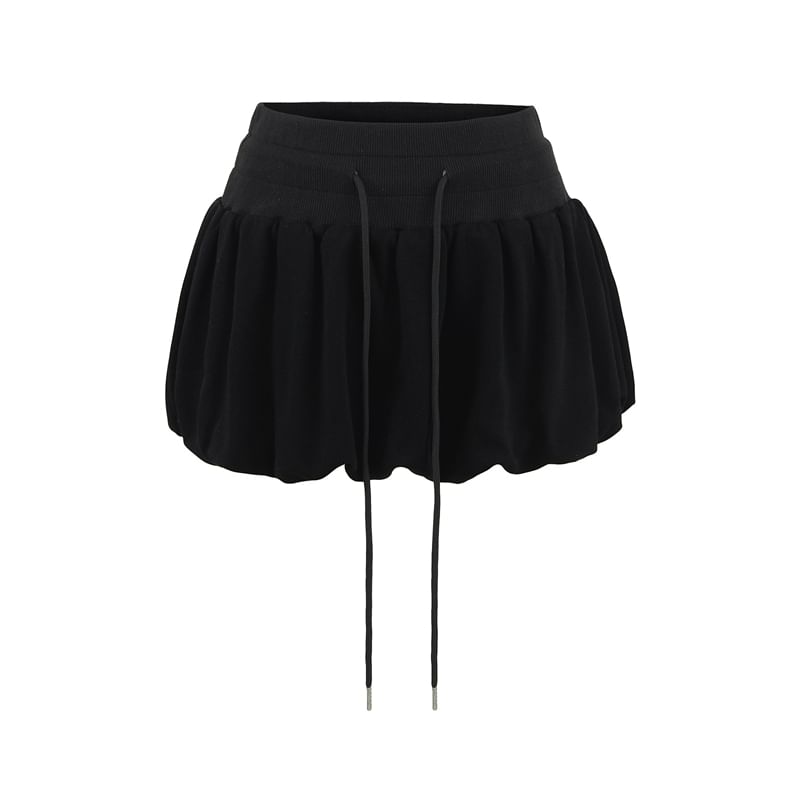 Tie-Waist Puffy Mini Skirt