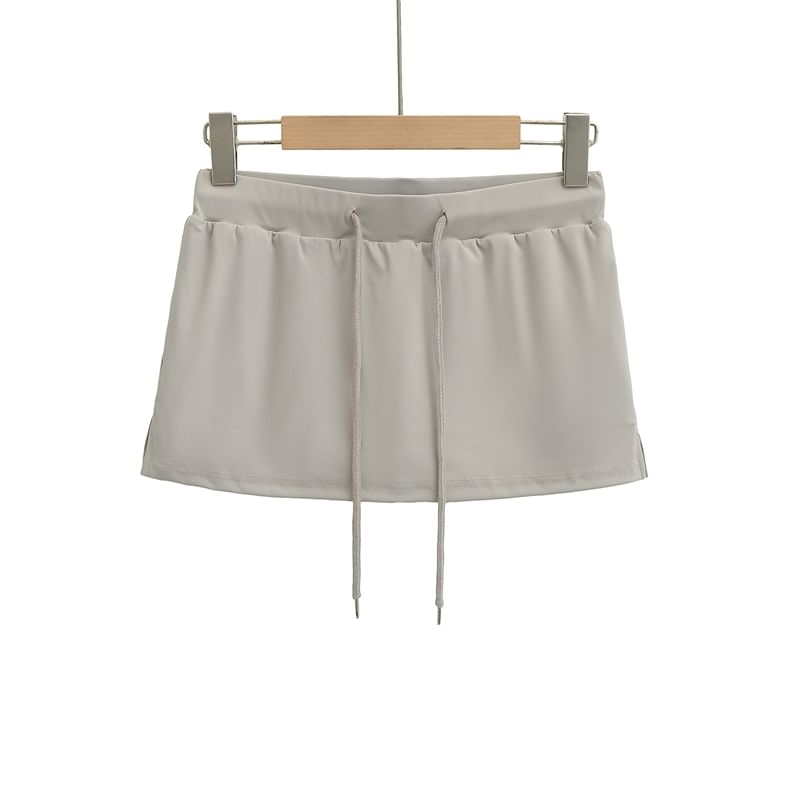 Drawstring Flared Mini Skirt