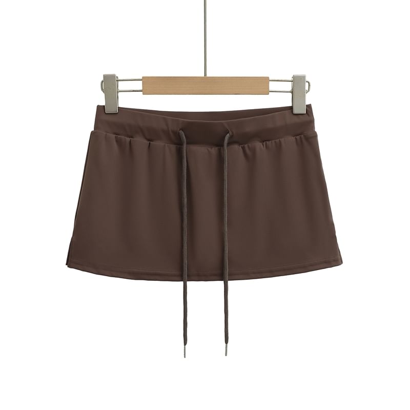Drawstring Flared Mini Skirt