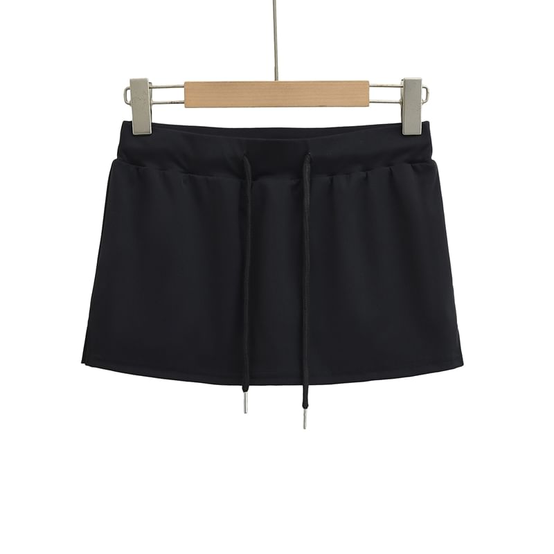 Drawstring Flared Mini Skirt