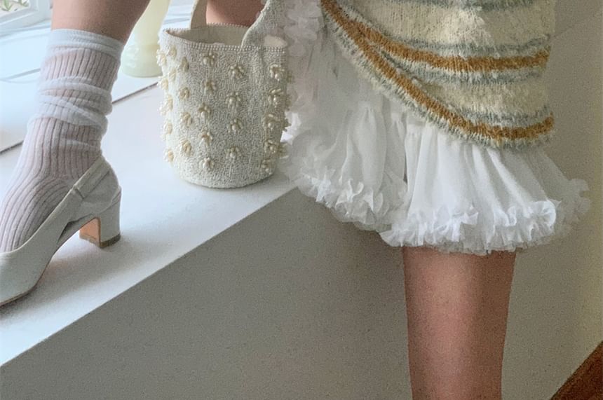 Frill Trim Mini A-Line Skirt with High Rise
