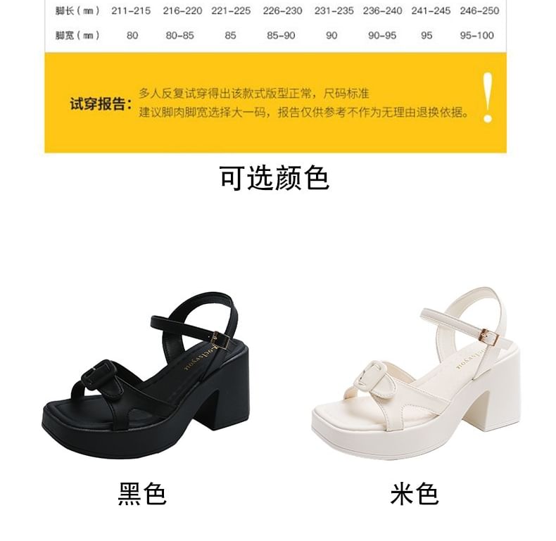 Buckled Sandals Platform Block Heel