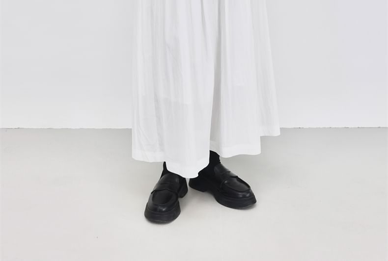 Plain Maxi A-Line Skirt with Elastic Waist