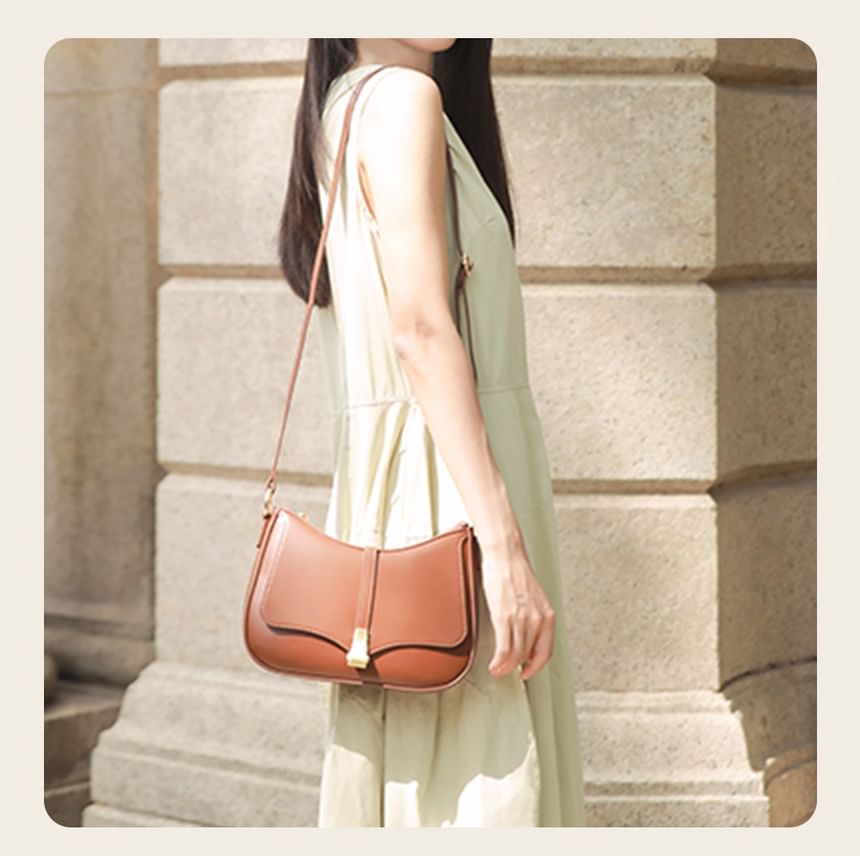 Plain Faux Leather Shoulder Bag