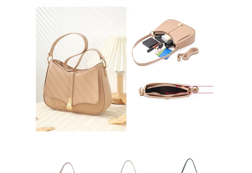 Plain Faux Leather Shoulder Bag