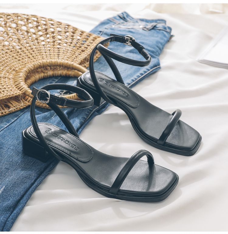 Strap Ankle Sandals Chunky Heel