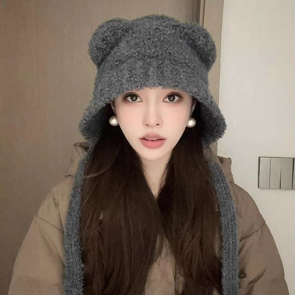 Knit Ear Hat (Various Trapper Designs) Bear