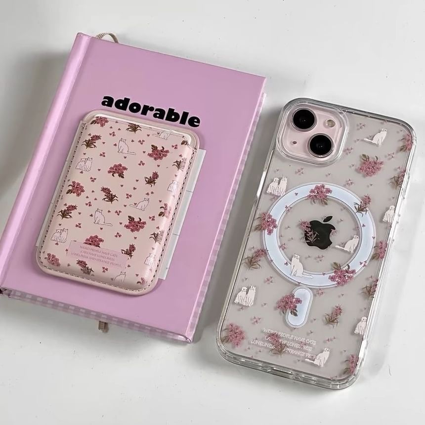 Holder MagSafe) Case Butterfly (Compatible / Phone Set Magnetic Card with