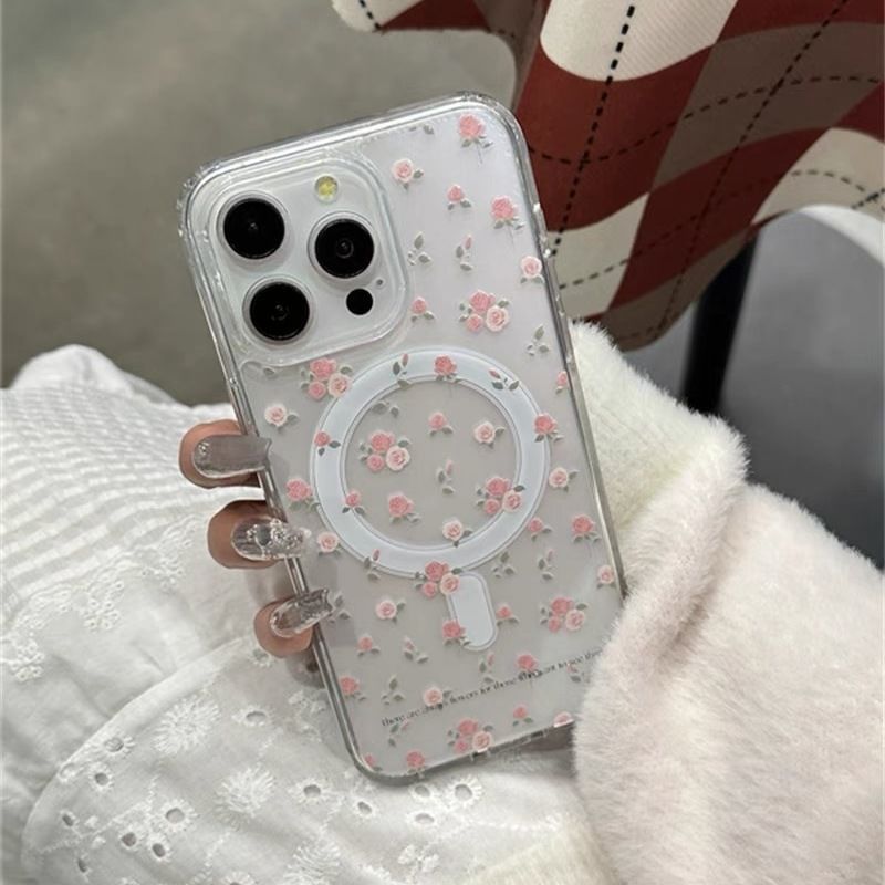 (Compatible / Case Set MagSafe) Card Floral Phone Magnetic Holder with