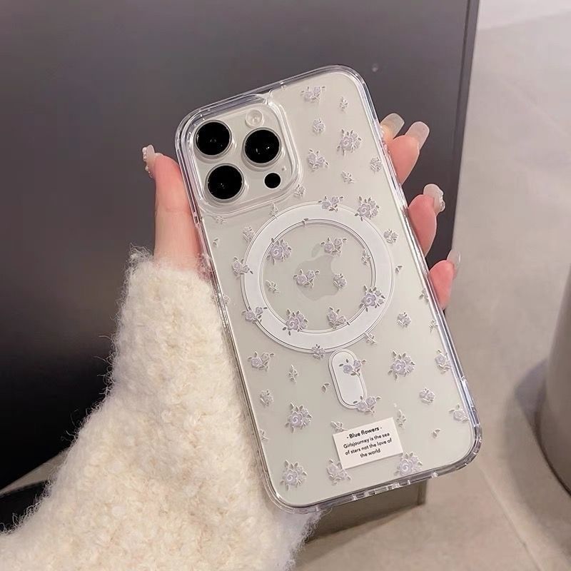 with Card Holder (Compatible Case Phone Magnetic Floral MagSafe) / Set
