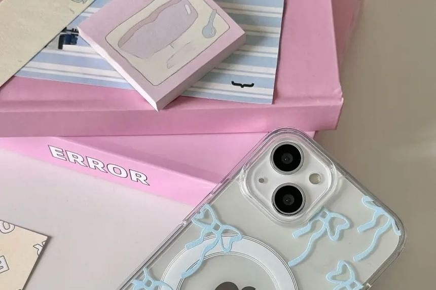 Set Magsafe Card Bow Print Compatible / Case iPhone