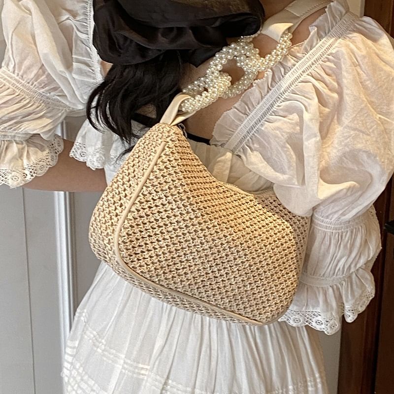 Woven Beaded Shoulder Bag