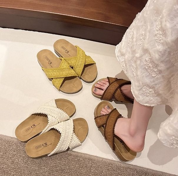 Cross Sandals Knit Strap