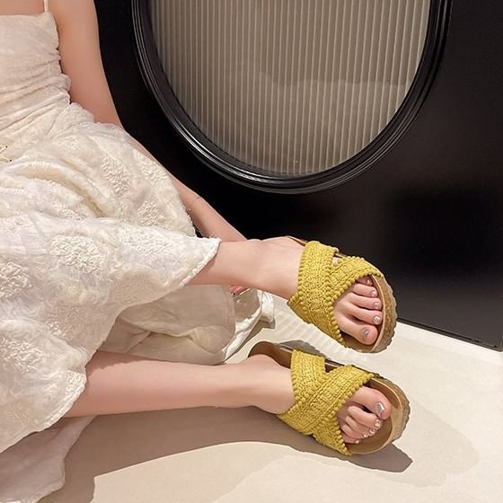 Cross Sandals Knit Strap