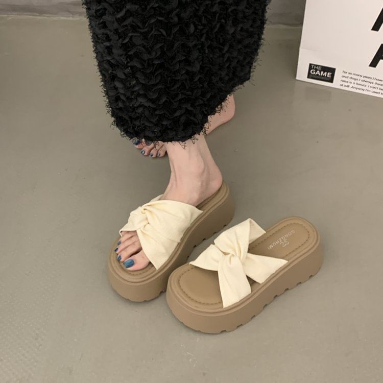 Platform Slide Twisted Sandals