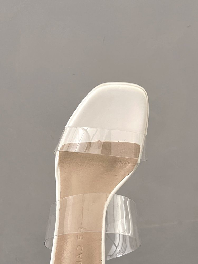 Sandals Heel Block PVC Slide Band