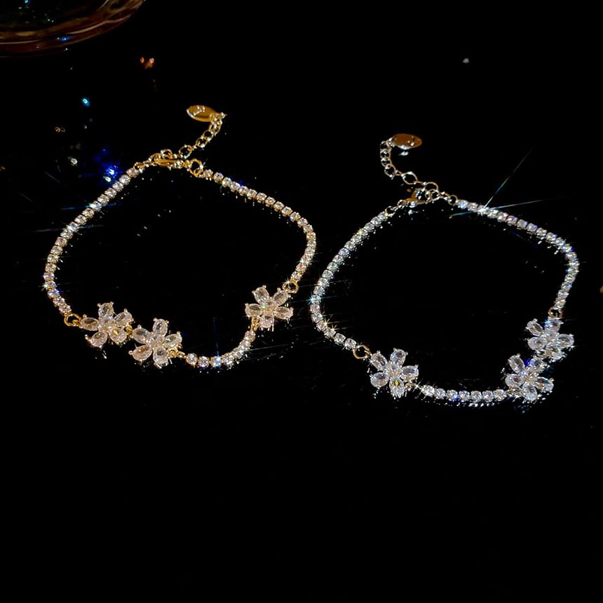CZ Bracelet Flower Tennis