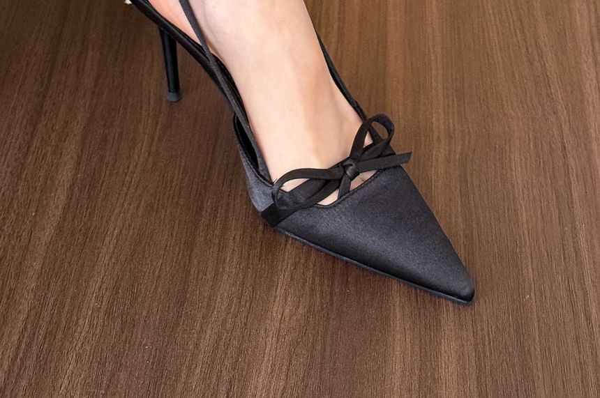 Slingback Mules Heel Bow Toe Stiletto Pointed
