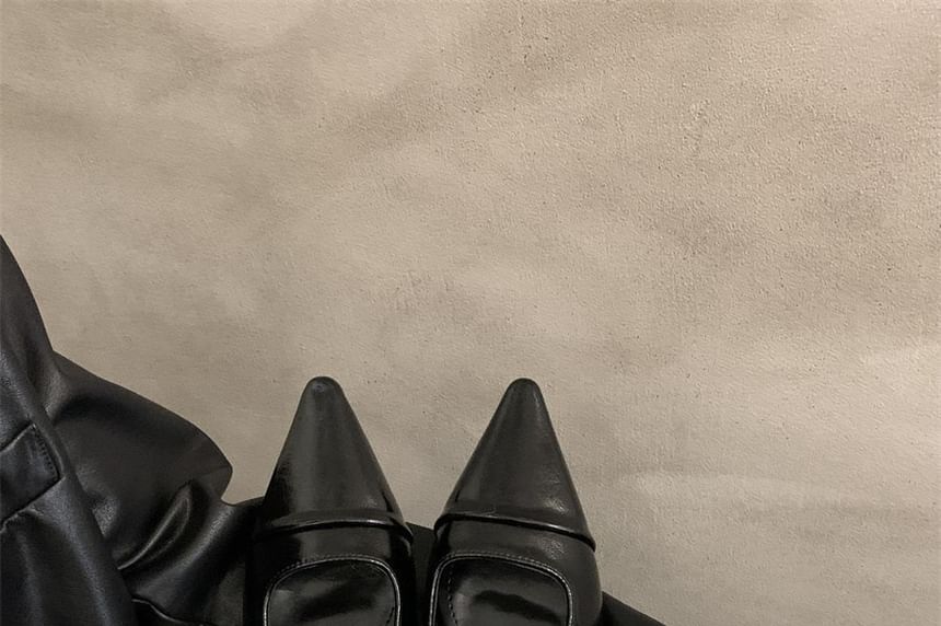 Buckled Heel Mules Chunky Pointed Toe