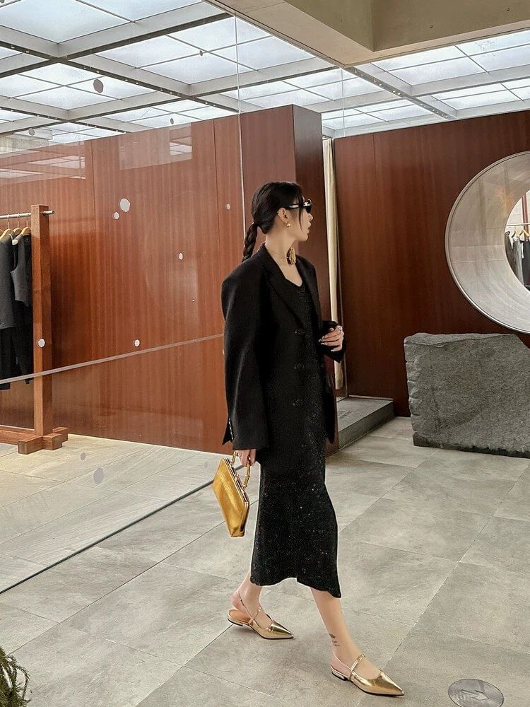 Heel Toe Slingback Mules Pointed Low