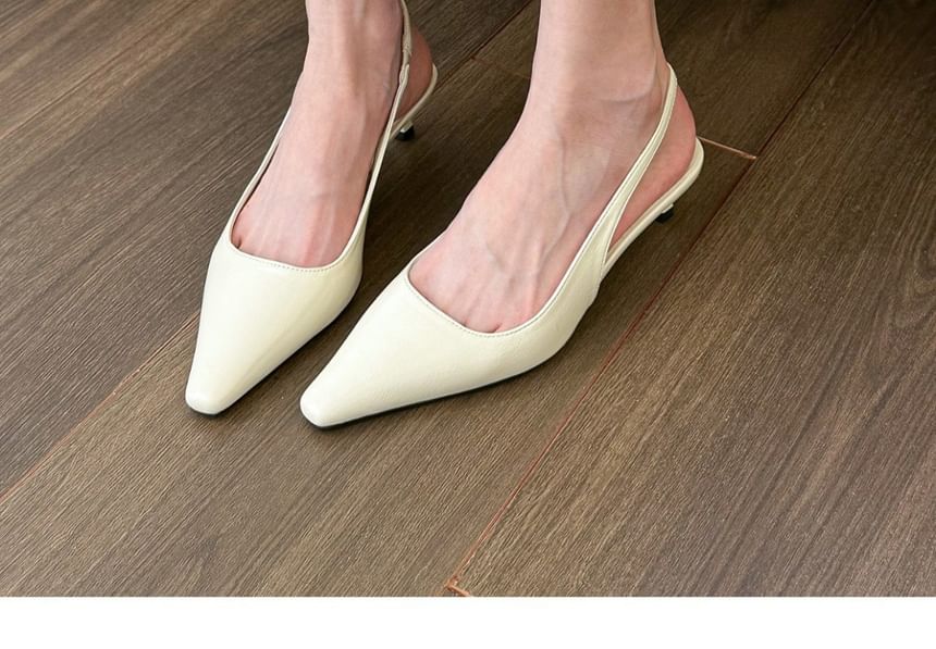 Kitten Toe Heel Mules Pointed Slingback