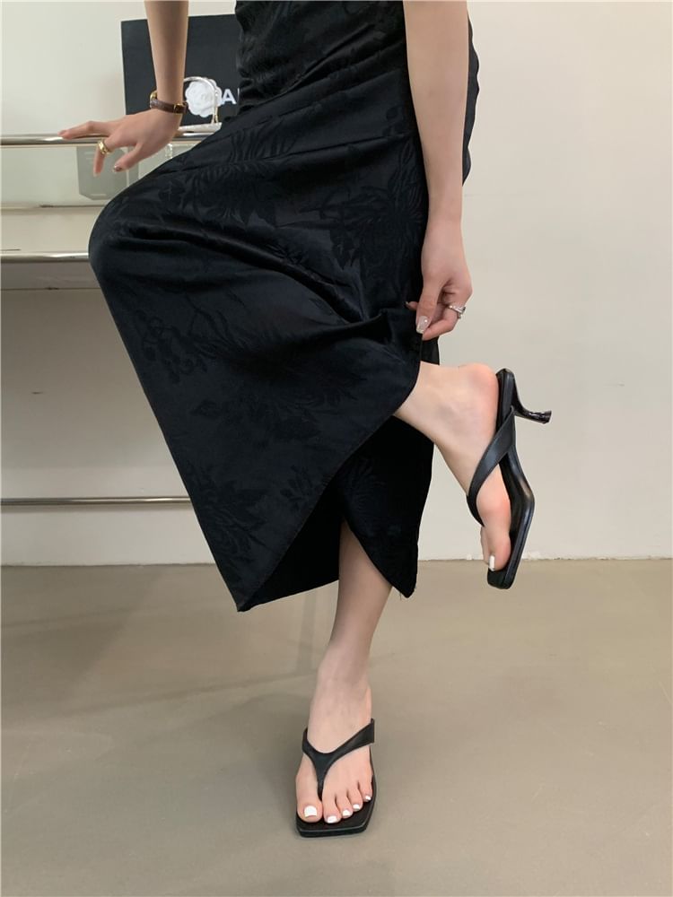 Flip-Flops Heel Kitten Toe Square