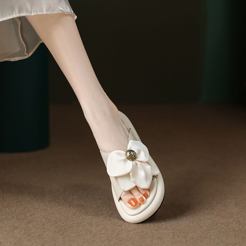 Slide Flower Accent Sandals
