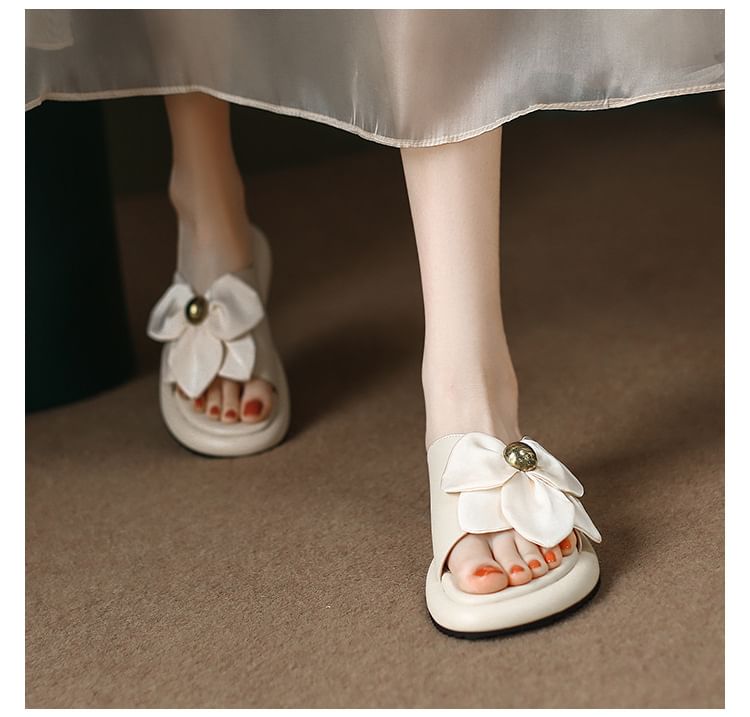 Slide Flower Accent Sandals