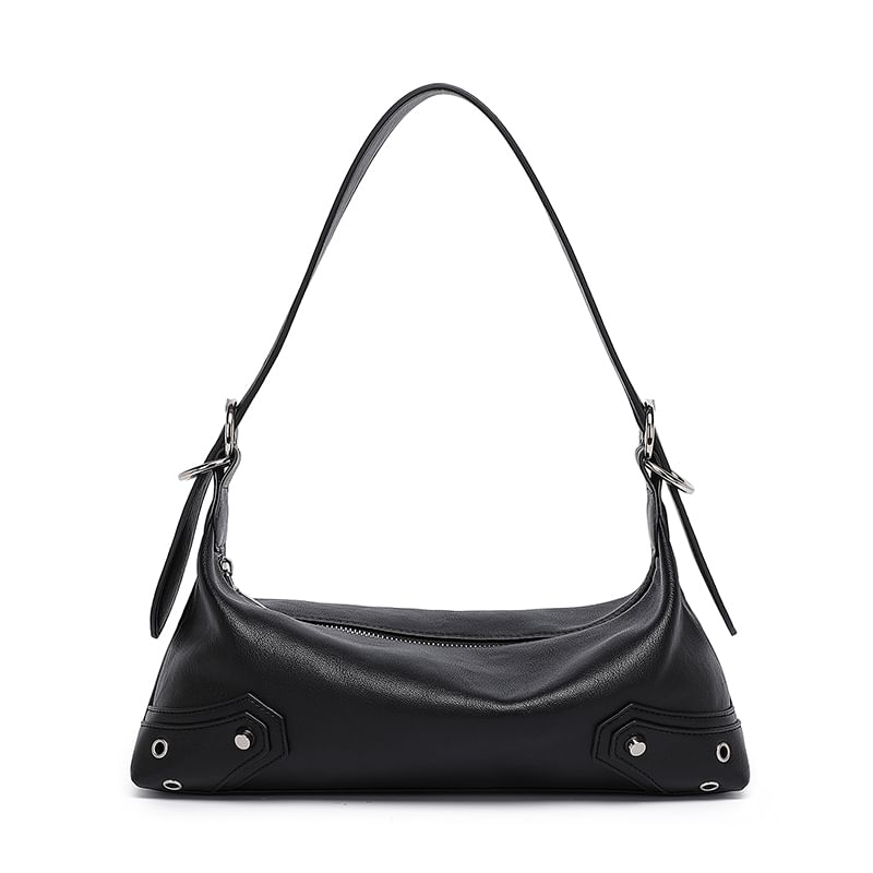Faux Leather Studded Shoulder Bag