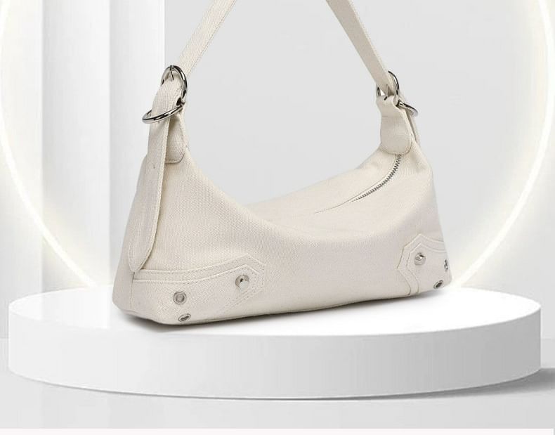 Faux Leather Studded Shoulder Bag
